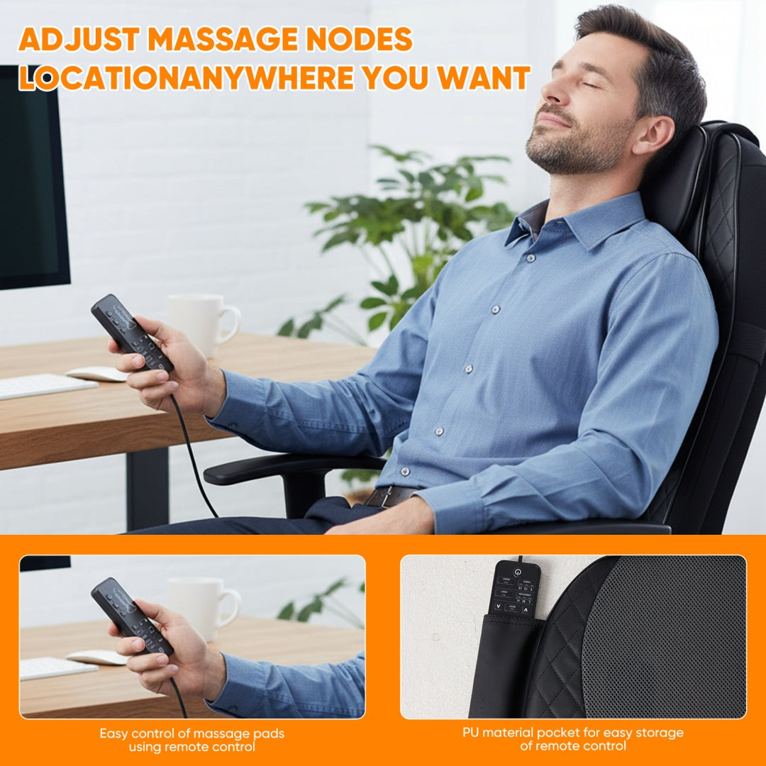 Back Massagers, Vibrating Heating Pad For Back, Massage Chair Pad For Pain Relief Deep Tissue - E-LUSH