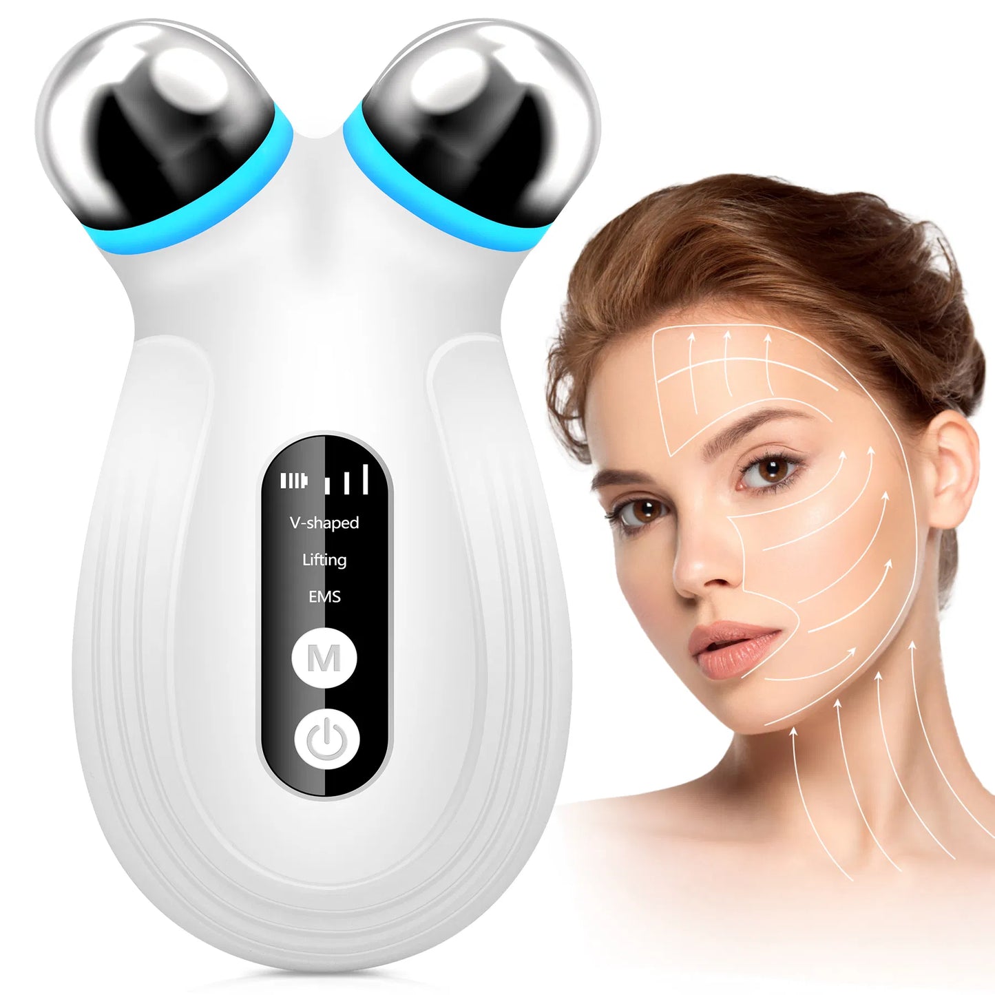 Anti Aging And Wrinkles Microcurrent Facial Device, Boost Skin Care Products Absorption - White - E-LUSH