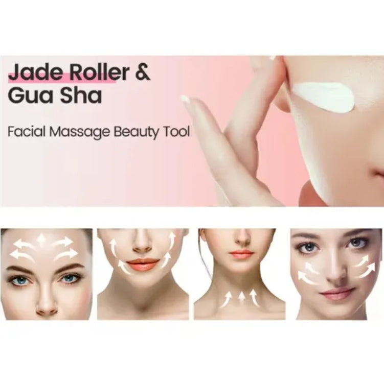 Gua Sha Board 2PCS Massage Stone For Facial Body Skincare Roller Scraping Massager Natural Resin Facial Lifting Scraper Neck Anti Wrinkle Massager Tool - E-LUSH