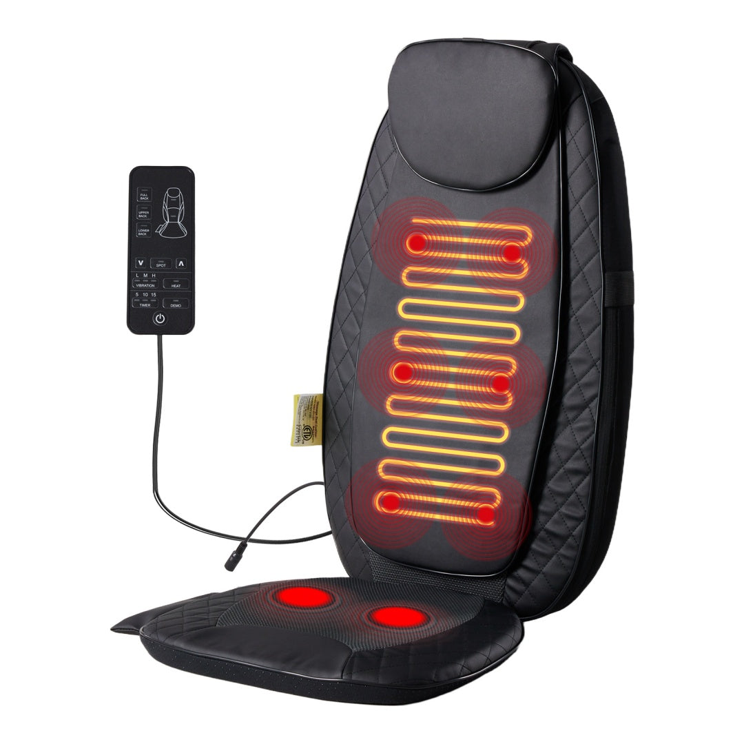 Back Massagers, Vibrating Heating Pad For Back, Massage Chair Pad For Pain Relief Deep Tissue - E-LUSH