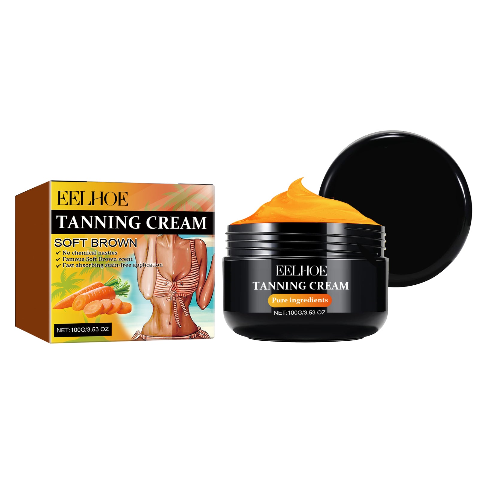 EELHOE Tanning Cream, Outdoor Beach Tanning Helps Tan Wheat Tan Moisturizes Skin And Helps Tan Skin - E-LUSH