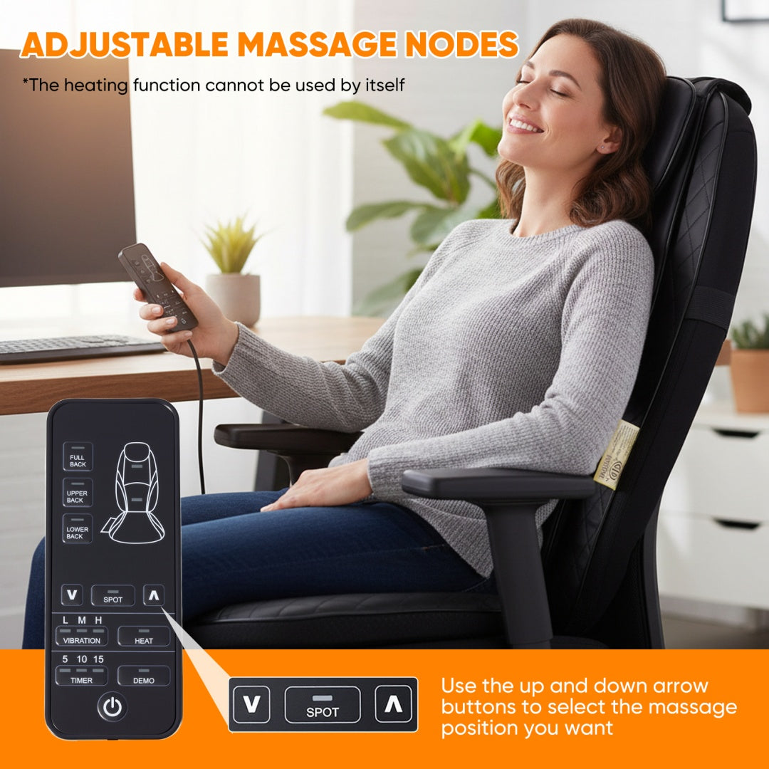 Back Massagers, Vibrating Heating Pad For Back, Massage Chair Pad For Pain Relief Deep Tissue - E-LUSH