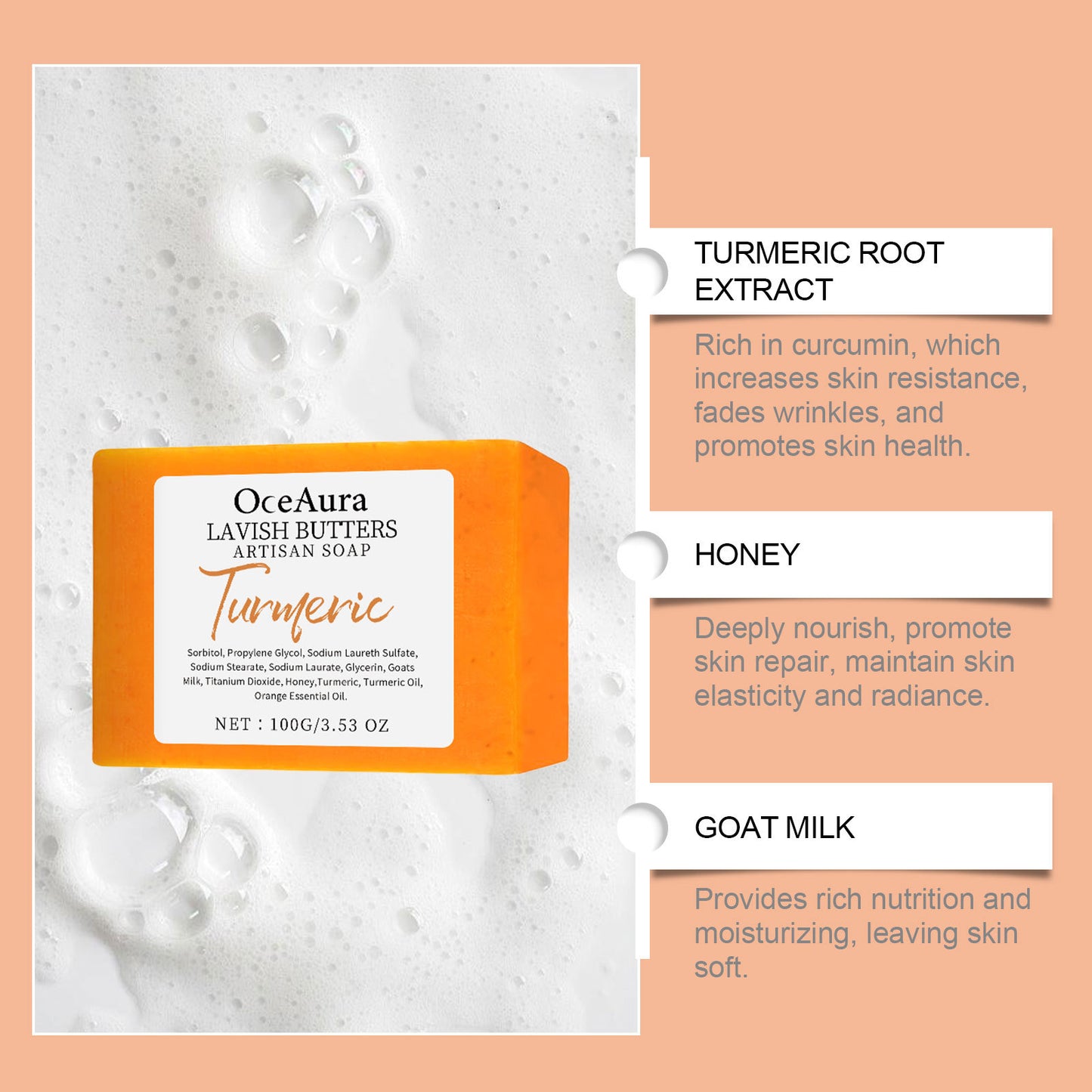 Turmeric Skin Care Soap Moisturizes Body Skin - E-LUSH